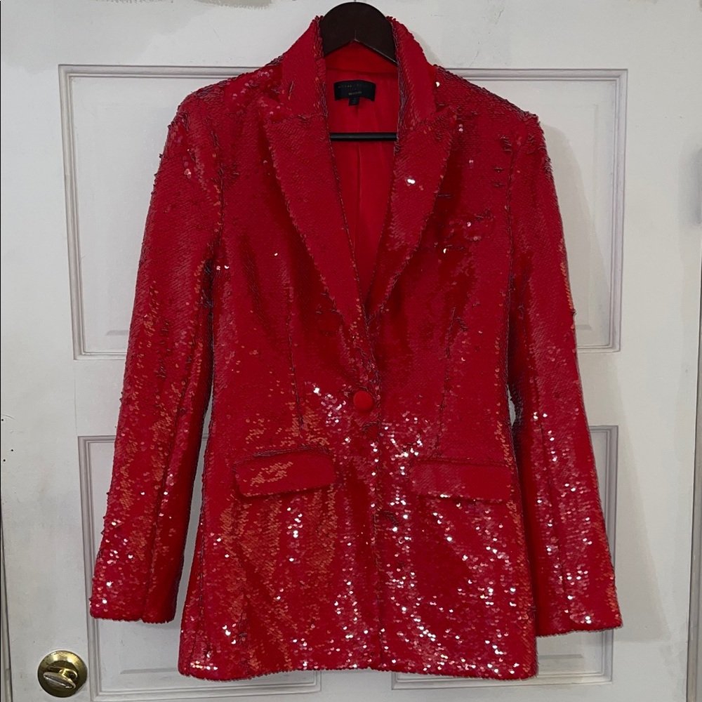 Michael Costello Red Sequin Blazer Jacket Chedraui size is 36